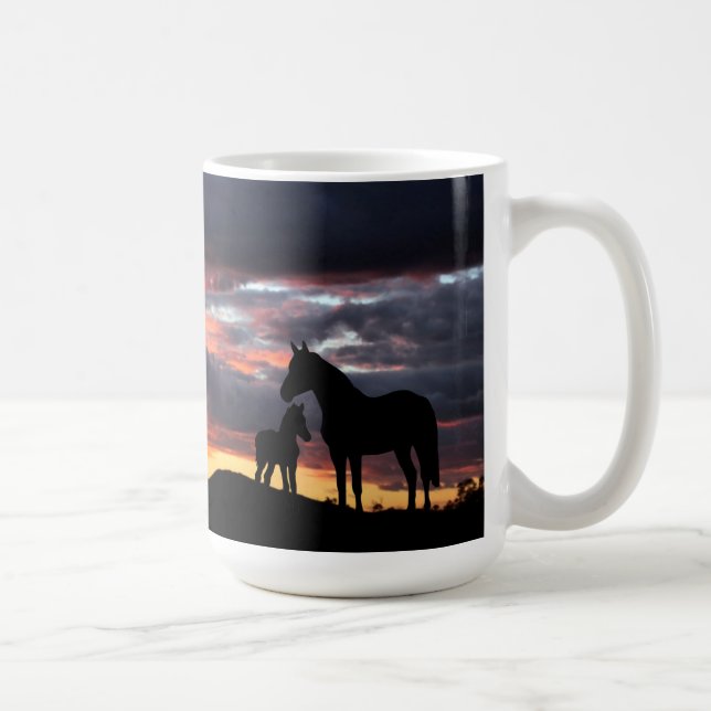 Vild Mustang Mare och Foal Coffee Mugg (Höger)