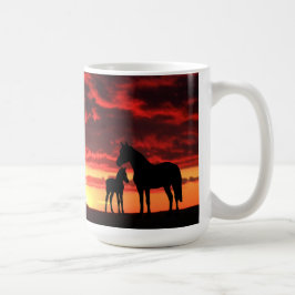 Vild Mustang Mare och Foal Coffee Mugg