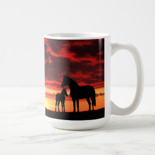 Vild Mustang Mare och Foal Coffee Mugg