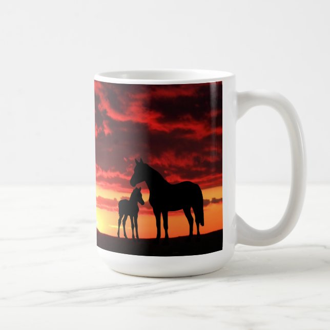 Vild Mustang Mare och Foal Coffee Mugg (Höger)