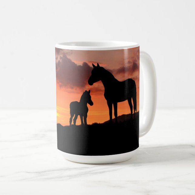 Vild Mustang Mare och Foal Coffee Mugg (Framsida höger)