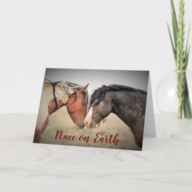 Vild Mustang Peace on Earth Helgdag Card Helgkort (Framsida)