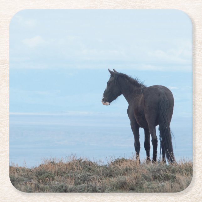 Vild Mustang Underlägg Papper Kvadrat (Framsidan)