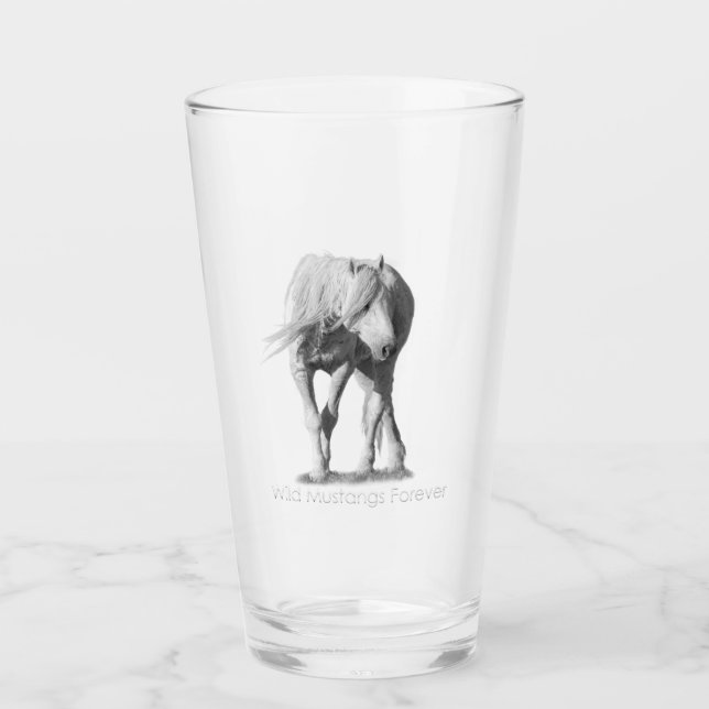 Vild Mustangs Forever Beer Glass Glaskopp (Framsida)