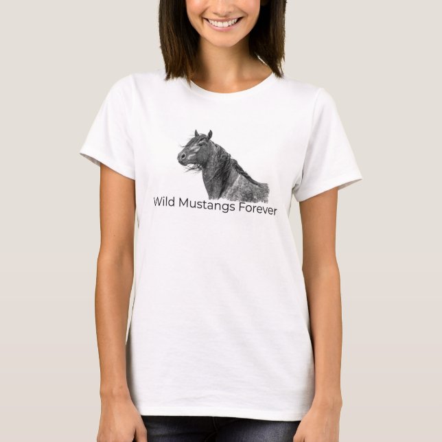 Vild Mustangs Forever T-Shirt (Framsida)