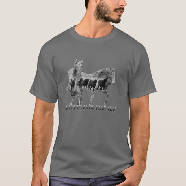 Vild Mustangs Forever T Shirt (Framsida)