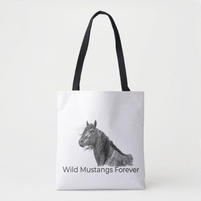 Vild Mustangs Forever Tote Bag Tygkasse (Framsida)