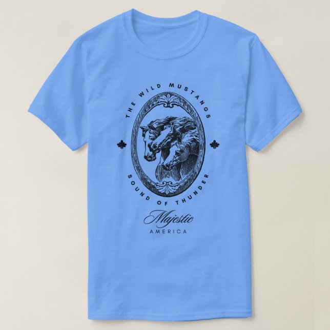 Vild Mustangs Horse Lover T Shirt (Design framsida)