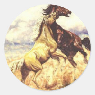 Vild Mustangs Runt Klistermärke