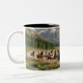 Vild Mustangs Solnedgång Keramisk Kaffemugg