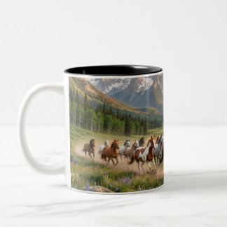 Vild Mustangs Solnedgång Keramisk Kaffemugg