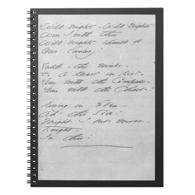 Vild nätter, vild nätter Manuscript Anteckningsbok (Framsidan)