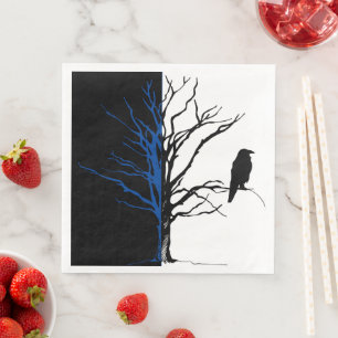 Vild Nature Blackbird Raven Träd Pappersservett
