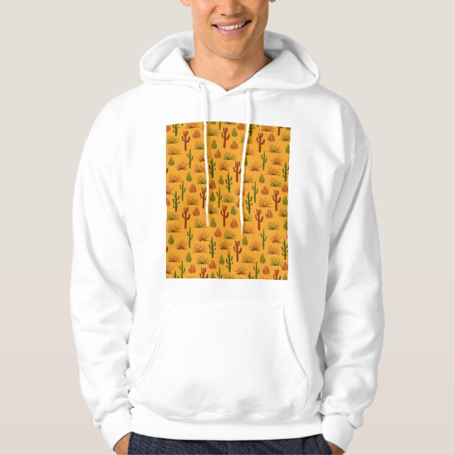 Vild Nature Cactus Bushing Mönster Hoodie (Framsida)