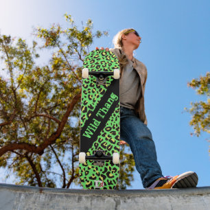 Vild Neon Grönt Leopard Skriv ut Dd Brand Skateboa Mini Skateboard Bräda 18,5 Cm