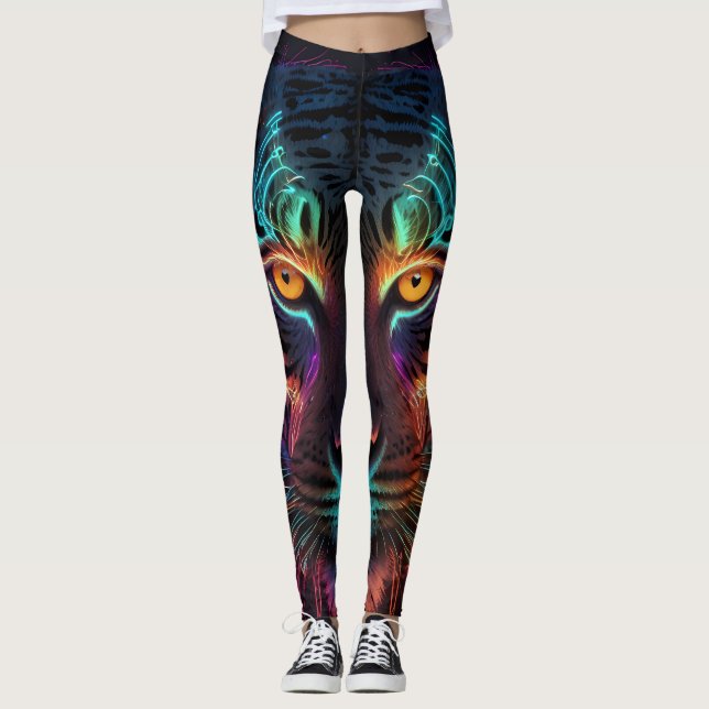 Vild Neon Natures Tiger Leggings (Framsida)