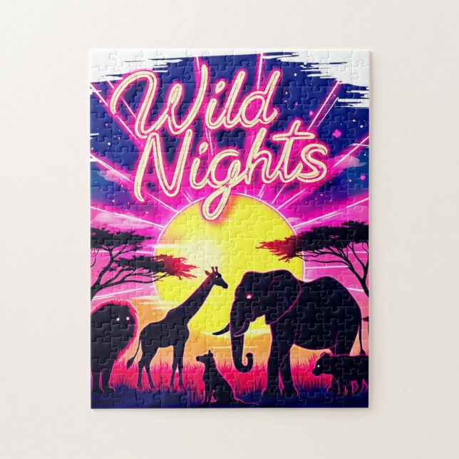Vild Nights African Safari Sunset Pussel (Vertikal)
