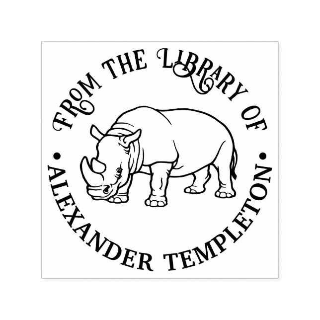 Vild Noshörning Kontur #2 Biblioteksboknamn Självfärgande Stämpel (Design)