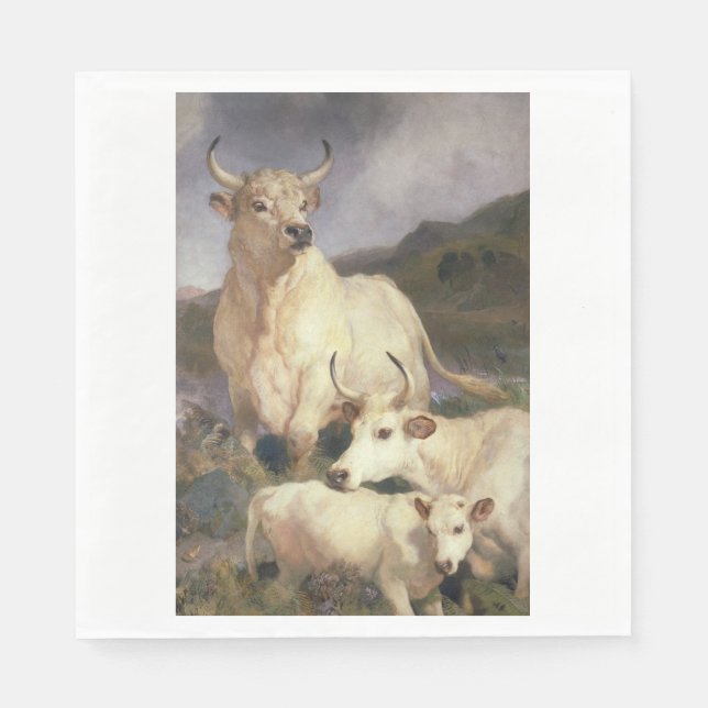 Vild Nötkreatur av Chillingham (Kor) Pappersservett (Framsidan)