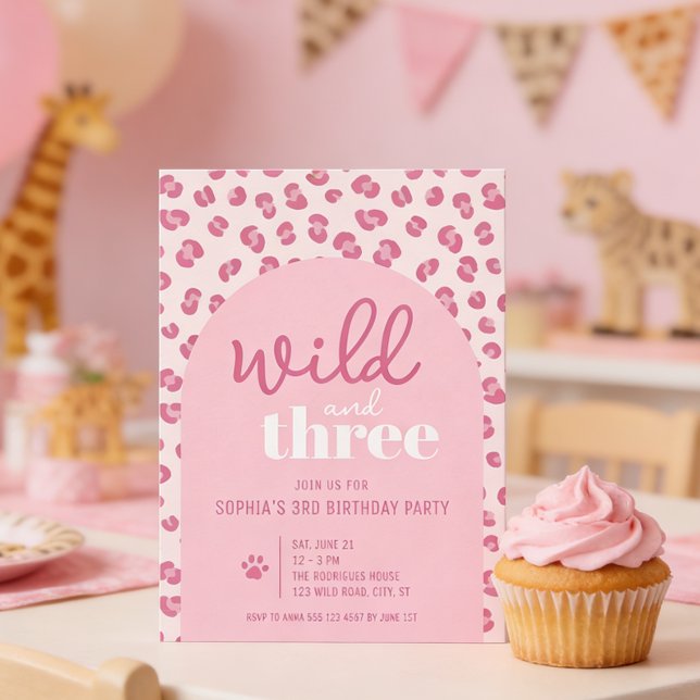 Vild och 3-dagars inbjudan till 3-dagarsfest (Front of the invitation shown in 5x7-inch. Choose size, paper, and corner style.
)