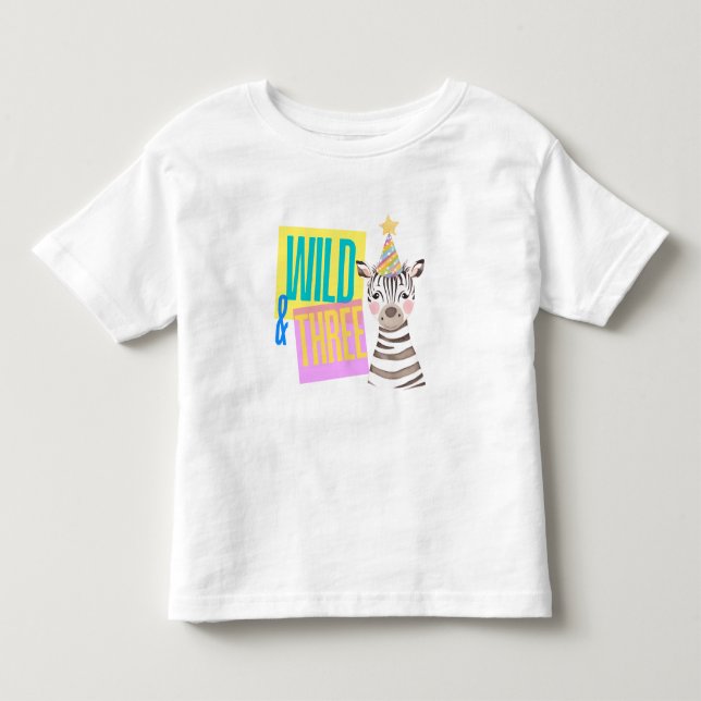 Vild och 3:e födelsedagen Zebra T-Shirt (Framsida)