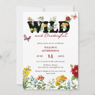 Vild och anbudsinfordran Wildblomma Sommar 1:a föd Inbjudningar
