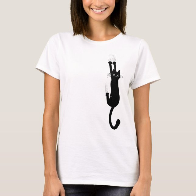 Vild och Crazy Black Cat som hänger på | Humant T-shirt (Framsida)