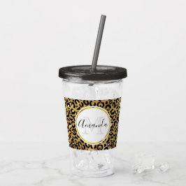 Vild och exotisk leopard Skriv ut Mönster Monogram Take Away Mugg