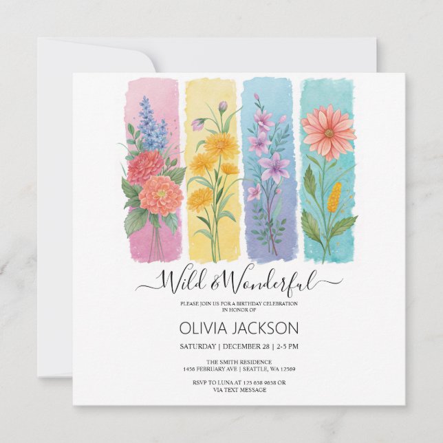 Vild och fantastisk inbjudan till Watercolor Birth (Framsida)