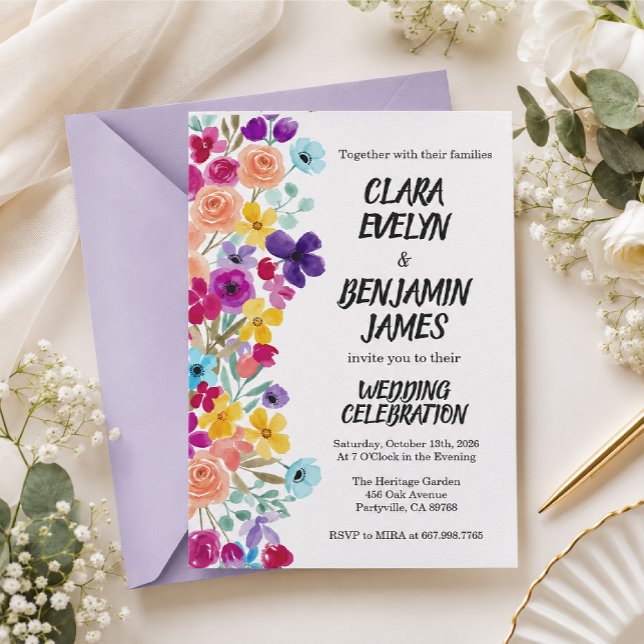 Vild och färgrik blomsterbröllop inbjudningar (Skapare uppladdad)