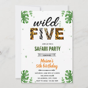 Vild och fem safari zoo inbjudan