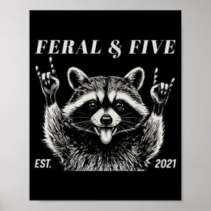 Vild och fem tvättbjörn roliga 5-års födelsedag fl poster