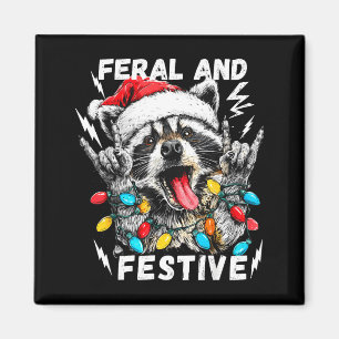 Vild och festlig rolig julrockare tvättbjörn S Magnet