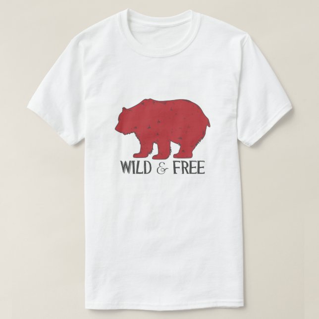 Vild och Free Grizzly björn T-shirt (Design framsida)
