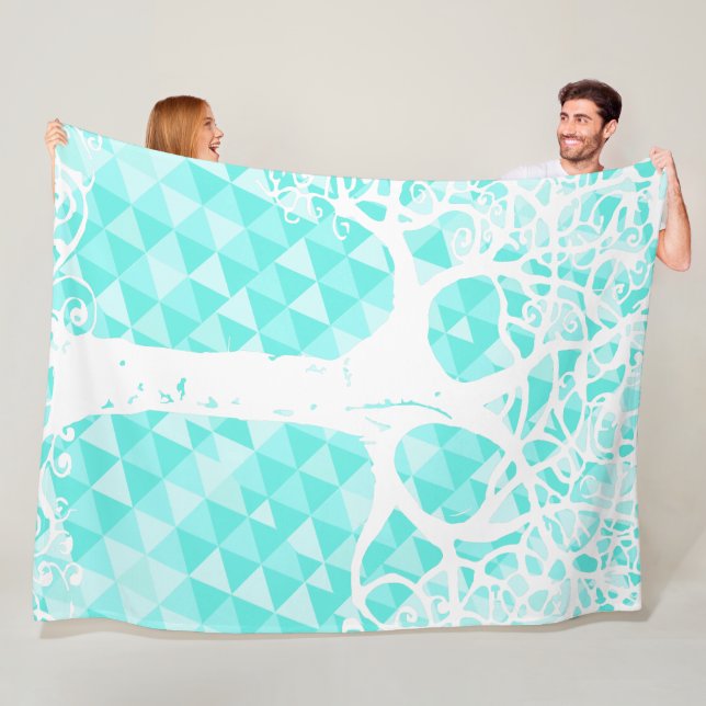 Vild och Free Mint Abstrakt Triangle Mönster Fleecefilt (På plats)