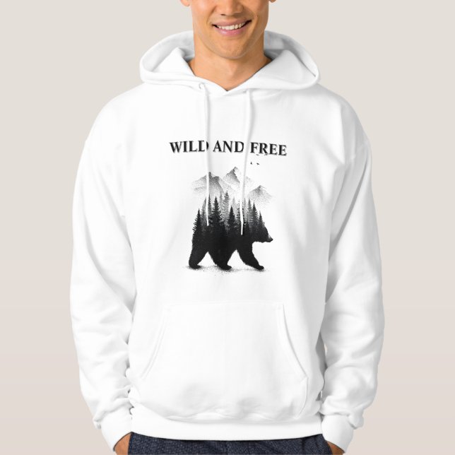 Vild och fri björn vildmarks skogsäventyr hoodie (Framsida)