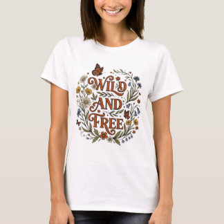Vild Och Fri Boho Blommig Fjäril T Shirt
