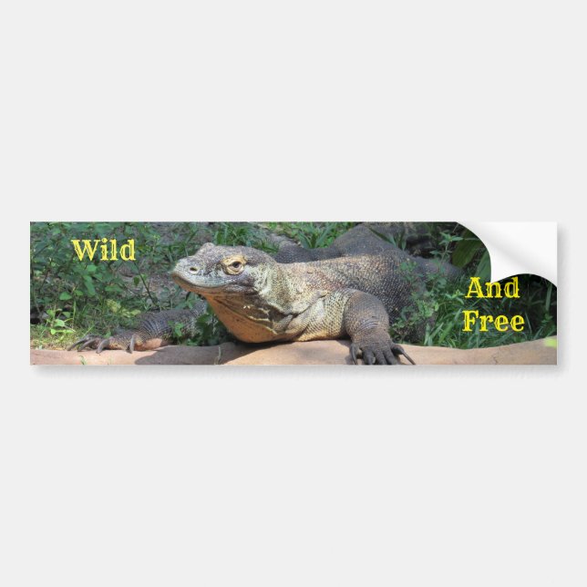 Vild och fri Komodo Dragon Bumper Sticker Bildekal (Framsidan)