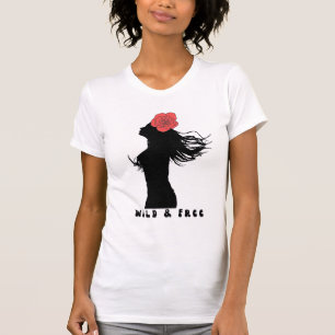Vild och fri kvinnlig siluett Ros Poster Art T Shirt