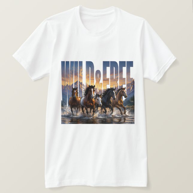 Vild och fri ostämd anda t shirt (Design framsida)