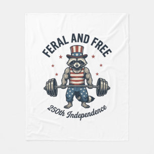 Vild och fri patriotisk tvättbjörn tyngdlyftning t fleecefilt