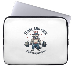 Vild och fri patriotisk tvättbjörn tyngdlyftning t laptop fodral