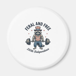 Vild och fri patriotisk tvättbjörn tyngdlyftning t magnet