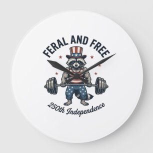Vild och fri patriotisk tvättbjörn tyngdlyftning t stor klocka