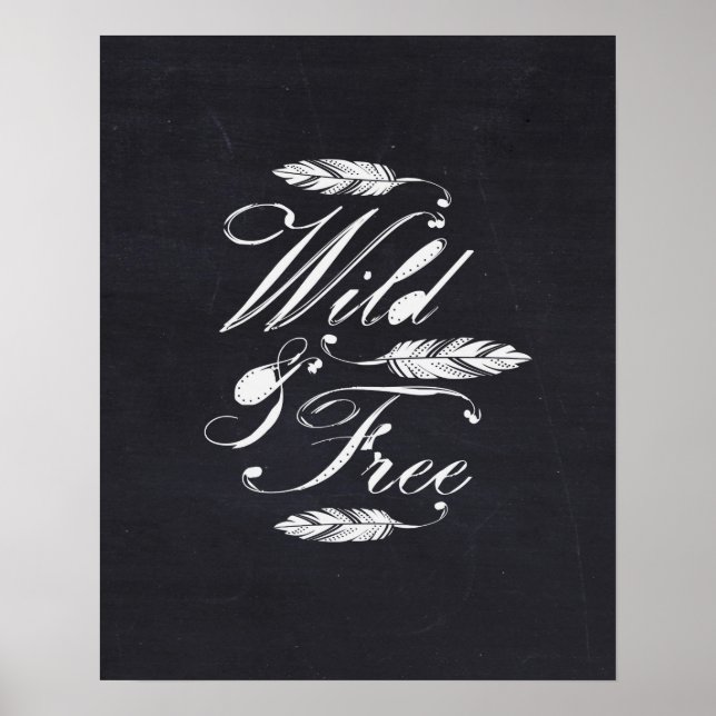 Vild och fri/vit-svart poster (Framsidan)