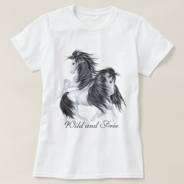 Vild och friska hästar tee shirt (Design framsida)