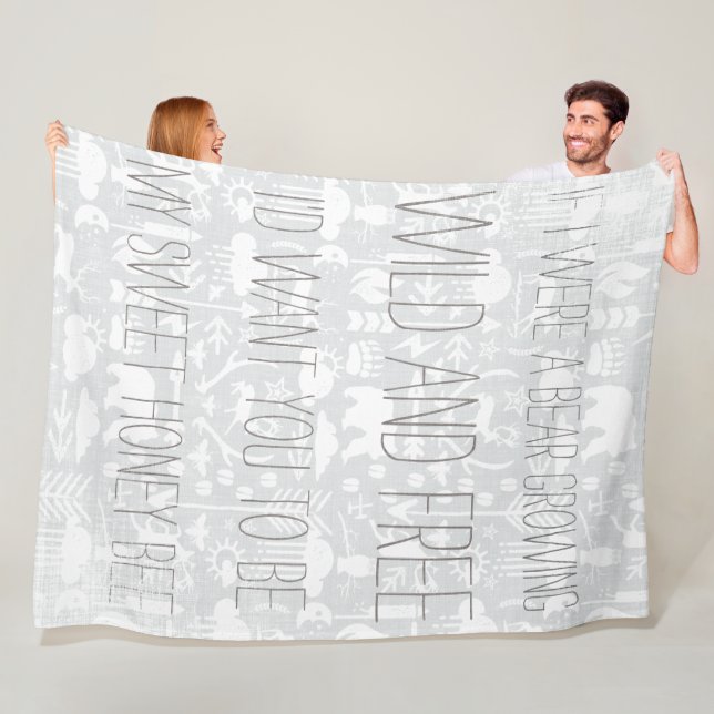 Vild och fritt björnben Hjort Mönster Fleecefilt (På plats)