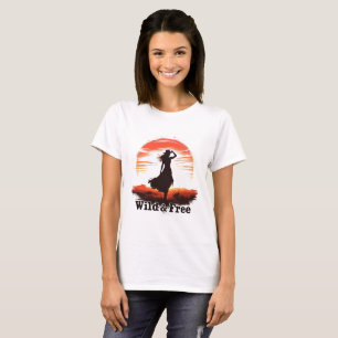 Vild och gratis Cowgirl Sunset T-Shirt