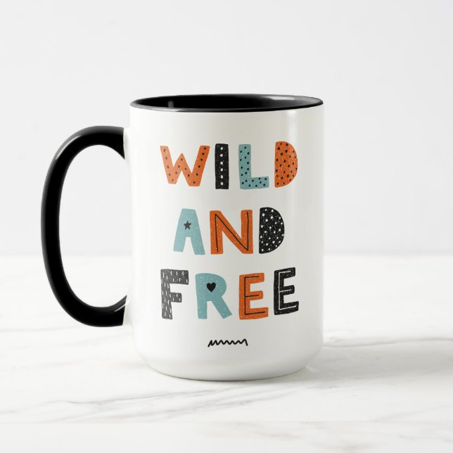 Vild och gratis | Doodle Brev Mugg (Vänster)