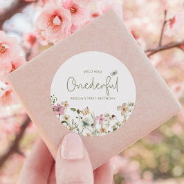 Vild och källare Wildblomma 1:a födelsedagen Party Runt Klistermärke